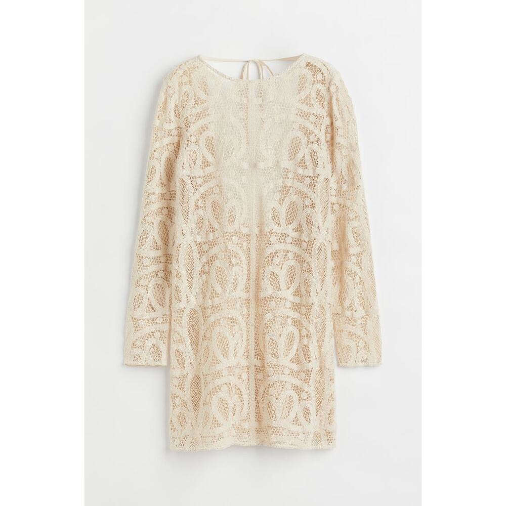 NWOT H&M Cream Crotchet Long Sleeve Dress Size S